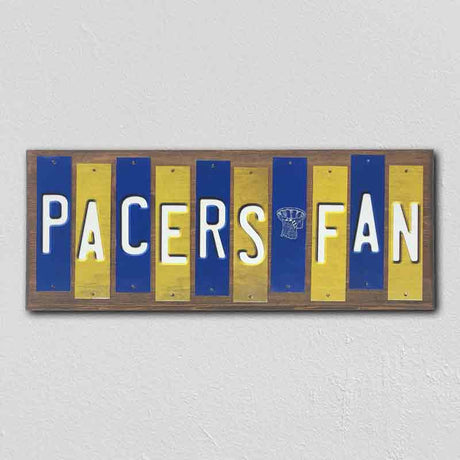 Pacers Fan Team Colors Basketball Fun Strips Novelty Wood Sign WS-717