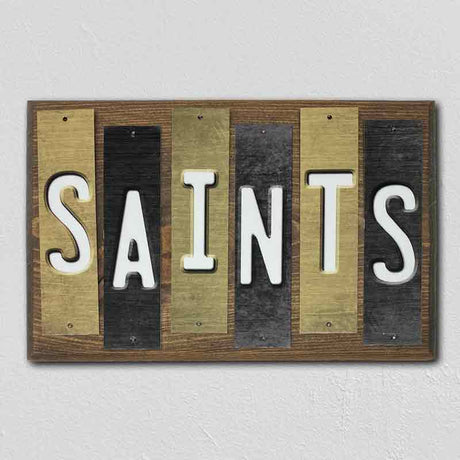 Saints Team Colors Football Fun Strips Novelty Wood Sign WS-718