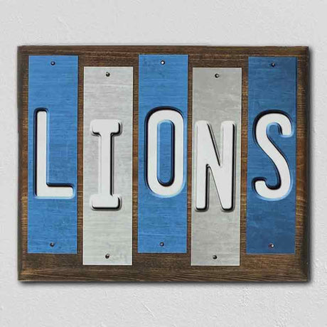 Lions Team Colors Football Fun Strips Novelty Wood Sign WS-724