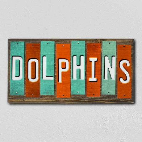 Dolphins Team Colors Football Fun Strips Novelty Wood Sign WS-726