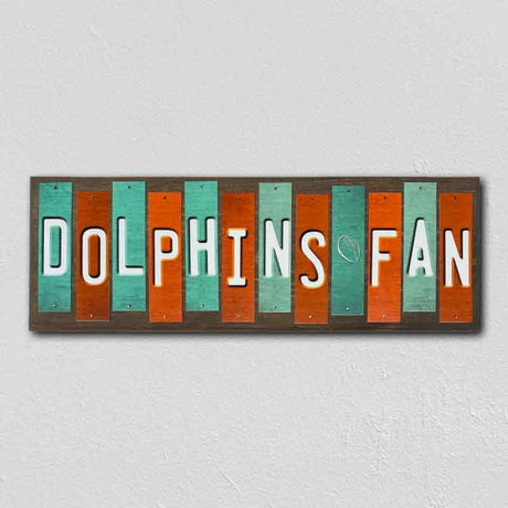 Dolphins Fan Team Colors Football Fun Strips Novelty Wood Sign WS-727