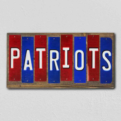 Patriots Team Colors Football Fun Strips Novelty Wood Sign WS-728