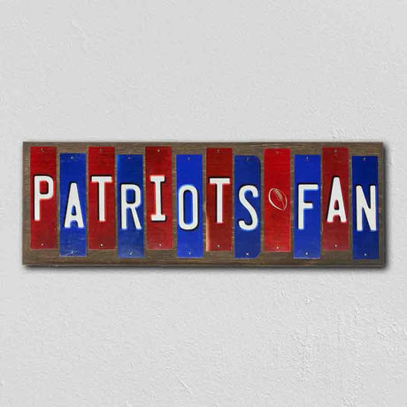 Patriots Fan Team Colors Football Fun Strips Novelty Wood Sign WS-729