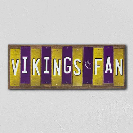 Vikings Fan Team Colors Football Fun Strips Novelty Wood Sign WS-737