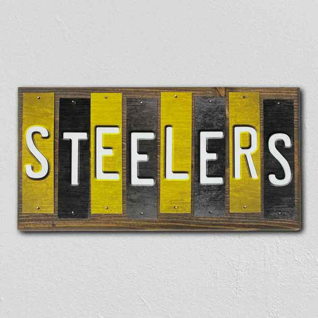 Steelers Team Colors Football Fun Strips Novelty Wood Sign WS-738