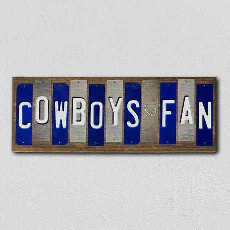 Cowboys Fan Team Colors Football Fun Strips Novelty Wood Sign WS-751