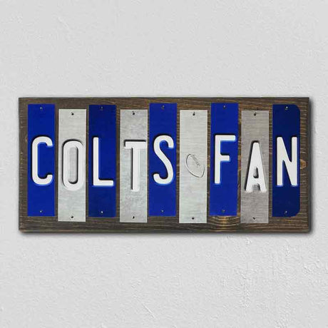 Colts Fan Team Colors Football Fun Strips Novelty Wood Sign WS-753