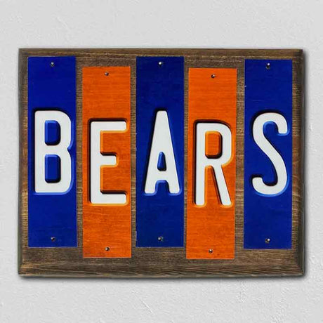 Bears Team Colors Football Fun Strips Novelty Wood Sign WS-756