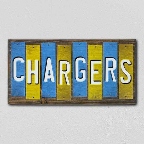 Chargers Team Colors Football Fun Strips Novelty Wood Sign WS-770