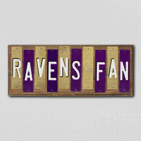 Ravens Fan Team Colors Football Fun Strips Novelty Wood Sign WS-773