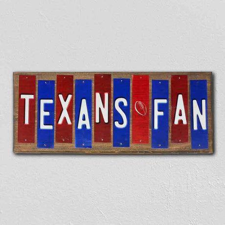 Texans Fan Team Colors Football Fun Strips Novelty Wood Sign WS-775