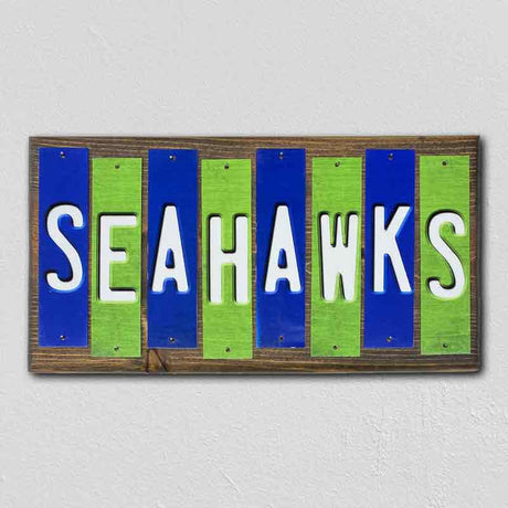 Seahawks Team Colors Football Fun Strips Novelty Wood Sign WS-778