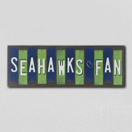 Seahawks Fan Team Colors Football Fun Strips Wood Sign WS-779