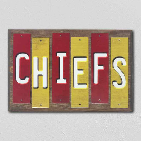 Chiefs Team Colors Football Fun Strips Novelty Wood Sign WS-780