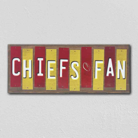 Chiefs Fan Team Colors Football Fun Strips Novelty Wood Sign WS-781