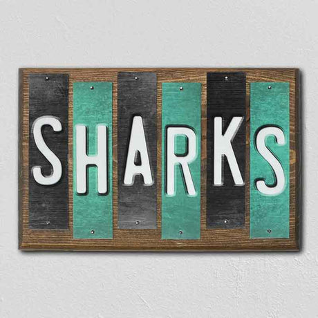 Sharks Team Colors Hockey Fun Strips Novelty Wood Sign WS-782