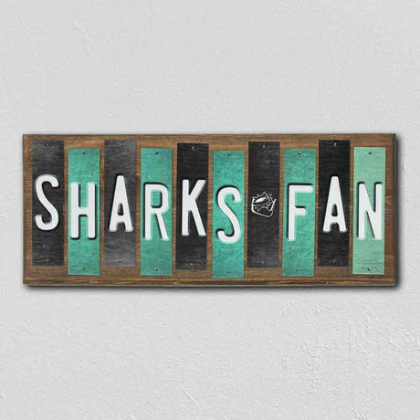 Sharks Fan Team Colors Hockey Fun Strips Novelty Wood Sign WS-783