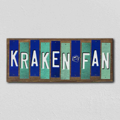 Kraken Fan Team Colors Hockey Fun Strips Novelty Wood Sign WS-785