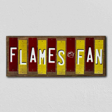 Flames Fan Team Colors Hockey Fun Strips Novelty Wood Sign WS-789