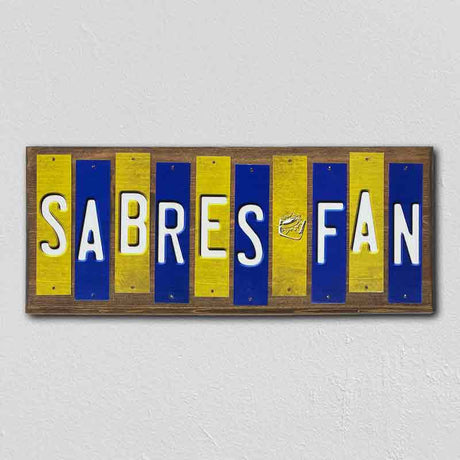 Sabres Fan Team Colors Hockey Fun Strips Novelty Wood Sign WS-795