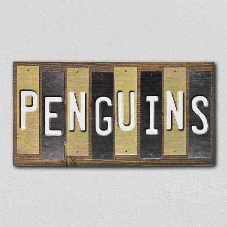 Penguins Team Colors Hockey Fun Strips Novelty Wood Sign WS-796