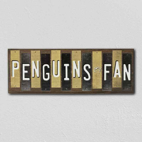 Penguins Fan Team Colors Hockey Fun Strips Novelty Wood Sign WS-797