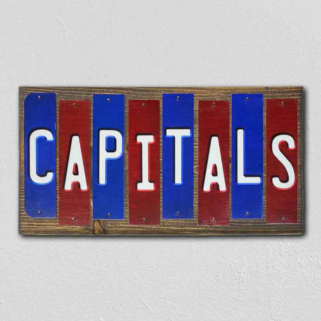 Capitals Team Colors Hockey Fun Strips Novelty Wood Sign WS-802