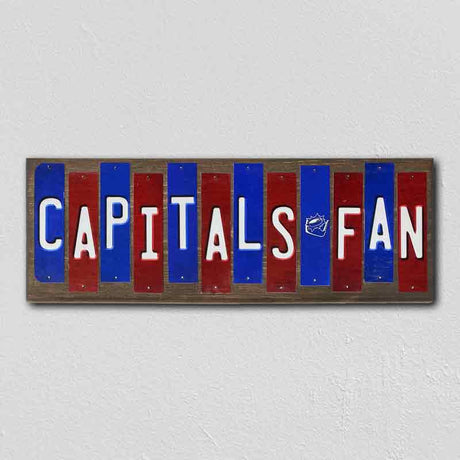 Capitals Fan Team Colors Hockey Fun Strips Novelty Wood Sign WS-803