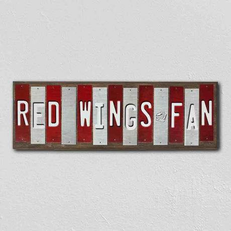 Red Wings Fan Team Colors Hockey Fun Strips Novelty Wood Sign WS-805