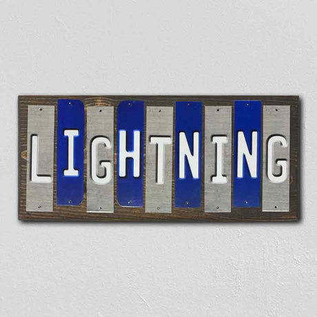 Lightning Team Colors Hockey Fun Strips Novelty Wood Sign WS-810