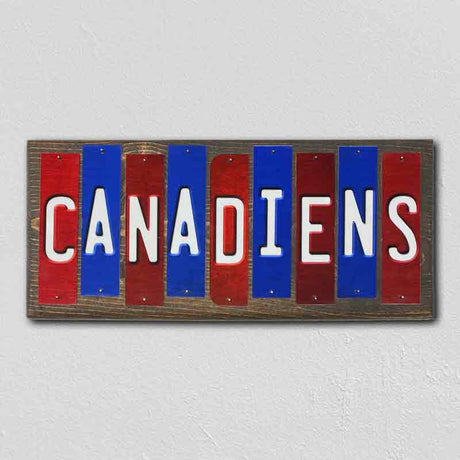 Canadiens Team Colors Hockey Fun Strips Novelty Wood Sign WS-814