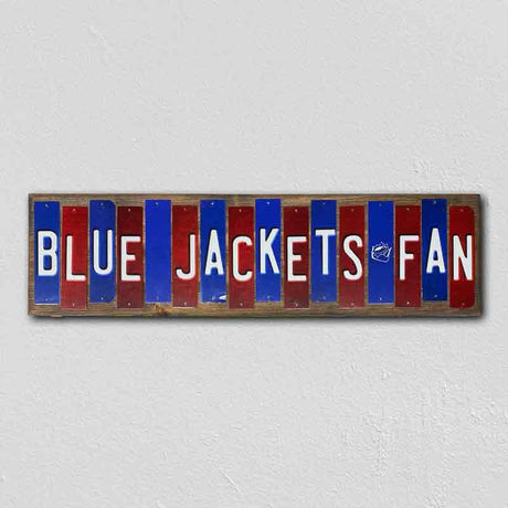 Blue Jackets Fan Team Colors Hockey Fun Strips Novelty Wood Sign WS-821