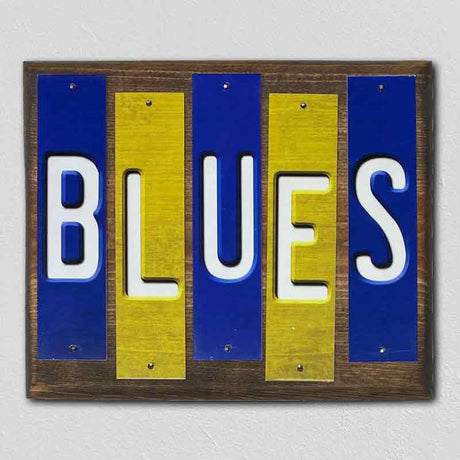 Blues Team Colors Hockey Fun Strips Novelty Wood Sign WS-822