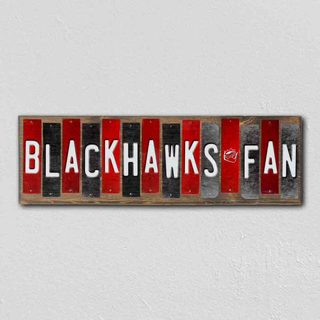 Blackhawks Fan Team Colors Hockey Fun Strips Novelty Wood Sign WS-829