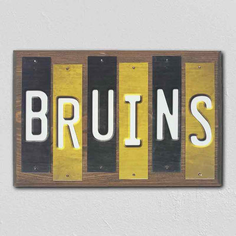 Bruins Team Colors Hockey Fun Strips Novelty Wood Sign WS-842