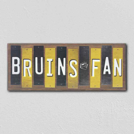 Bruins Fan Team Colors Hockey Fun Strips Novelty Wood Sign WS-843