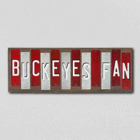 Buckeyes Fan Team Colors College Fun Strips Novelty Wood Sign WS-849