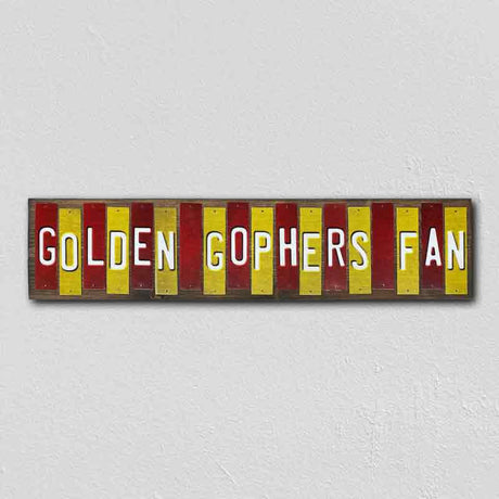 Golden Gophers Fan Team Colors College Fun Strips Novelty Wood Sign WS-859