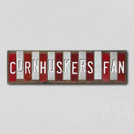 Cornhuskers Fan Team Colors College Fun Strips Novelty Wood Sign WS-861