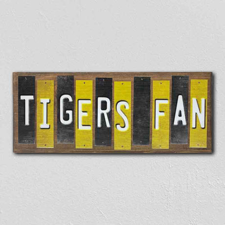 Tigers Fan MO Team Colors College Fun Strips Novelty Wood Sign WS-867