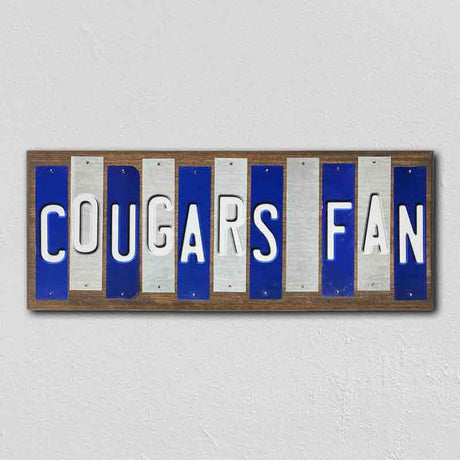 Cougars Fan UT Team Colors College Fun Strips Novelty Wood Sign WS-877