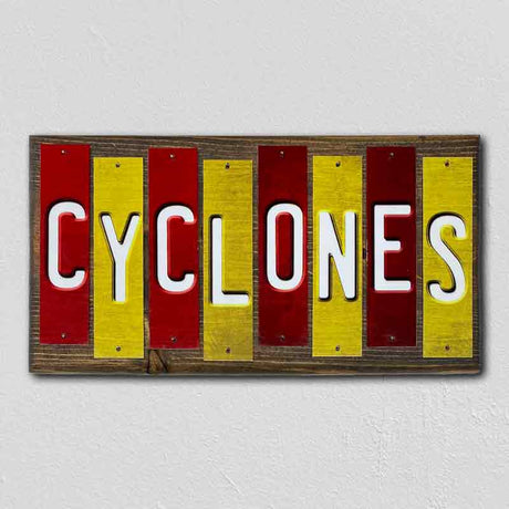 Cyclones Team Colors College Fun Strips Novelty Wood Sign WS-882