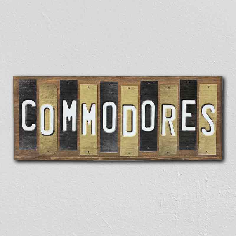 Commodores Team Colors College Fun Strips Novelty Wood Sign WS-890