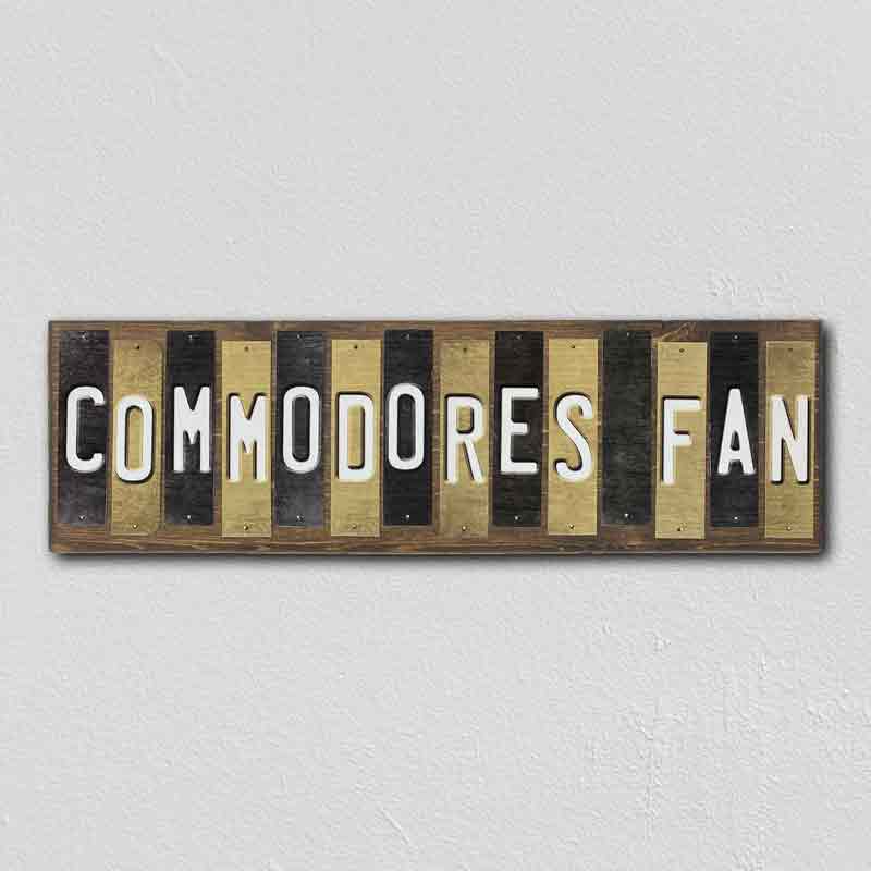 Commodores Fan Team Colors College Fun Strips Novelty Wood Sign WS-891