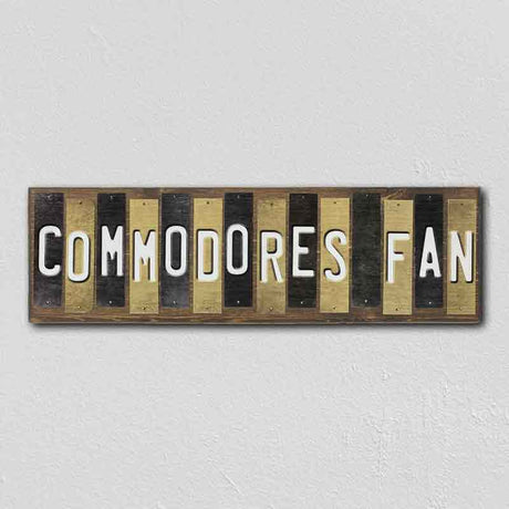 Commodores Fan Team Colors College Fun Strips Novelty Wood Sign WS-891