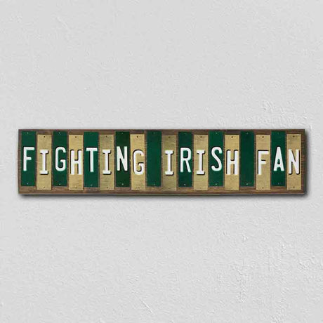 Fighting Irish Fan Team Colors College Fun Strips Novelty Wood Sign WS-897