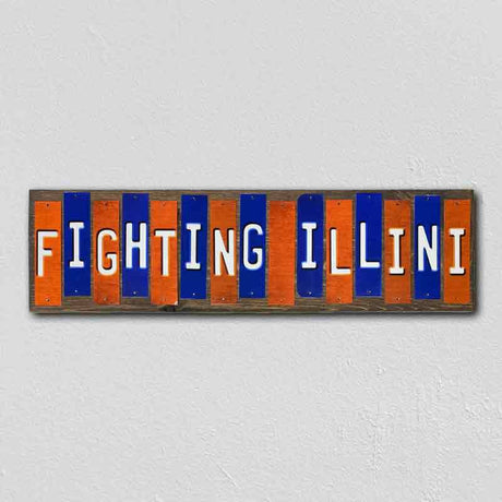 Fighting Illini Team Colors College Fun Strips Novelty Wood Sign WS-898