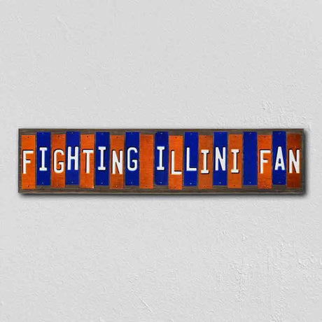 Fighting Illini Fan Team Colors College Fun Strips Novelty Wood Sign WS-899