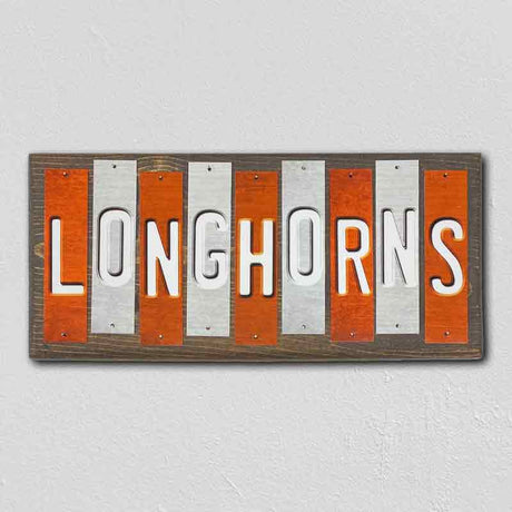 Longhorns Team Colors College Fun Strips Novelty Wood Sign WS-914