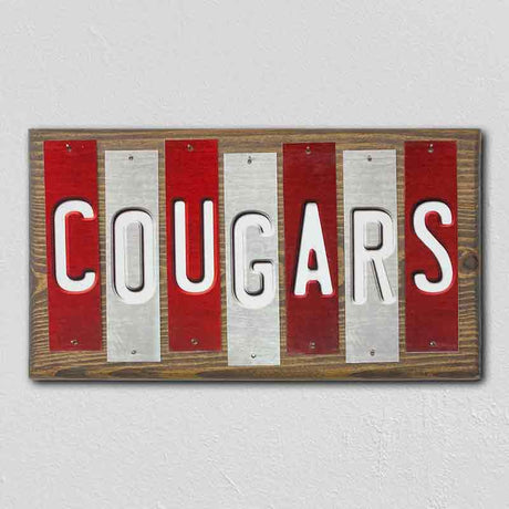 Cougars TX Team Colors College Fun Strips Novelty Wood Sign WS-916